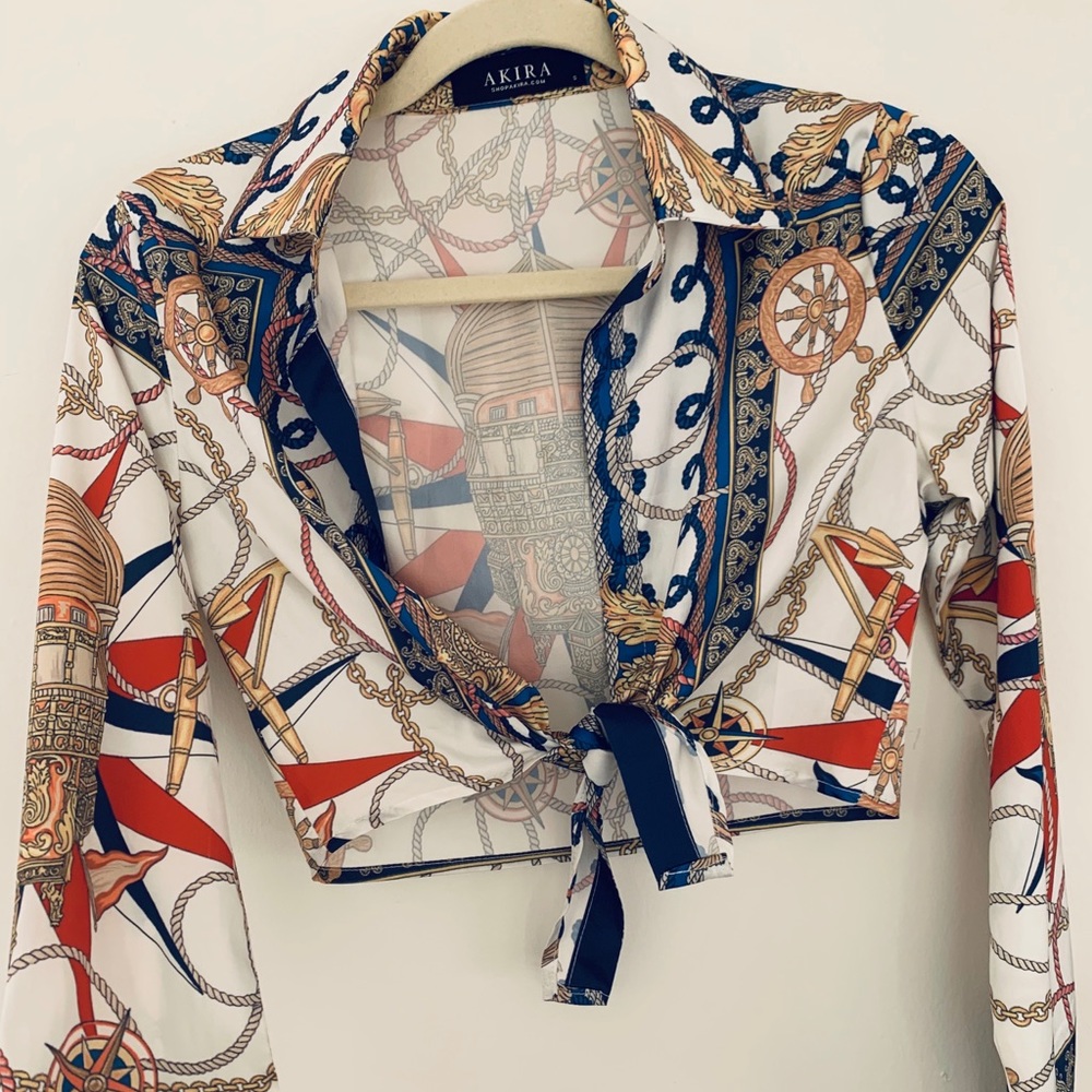 Crop tie-up blouse